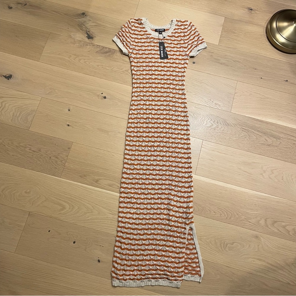 Steve Madden Knit Maxi Dress in Orange and Cream